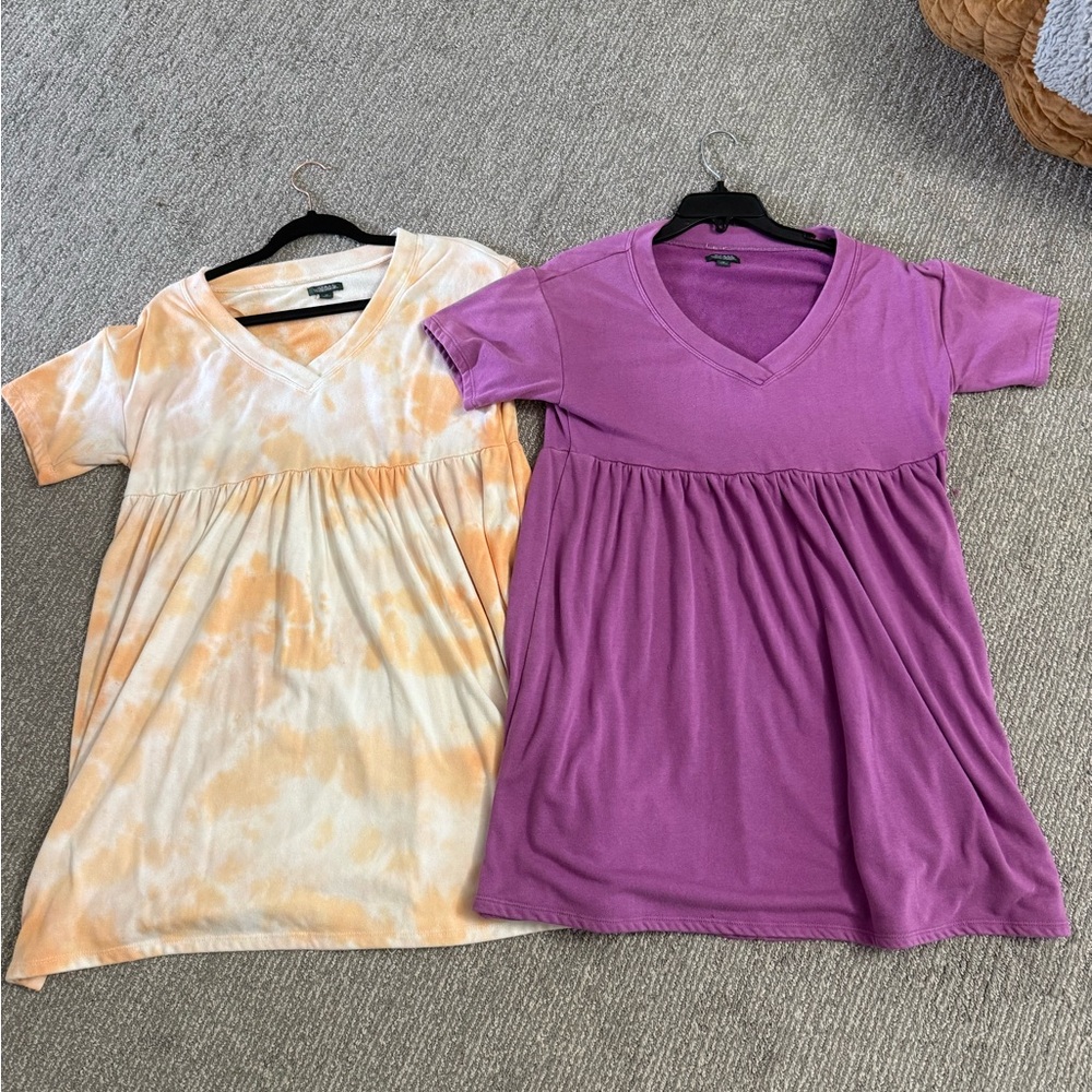 Wild Fable Tie-Dye Orange and Solid Purple Mini Dresses